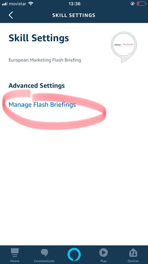 Screenshot: Manage Flash Briefings