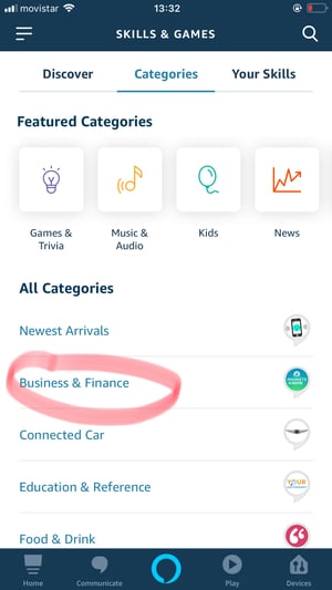 Screenshot: Find the Barcelona Virtual Skill in the Business & Finance category.