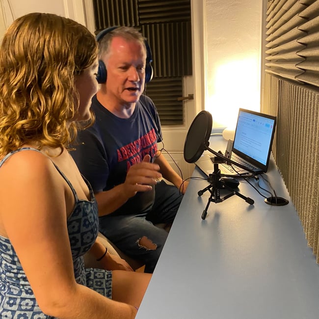 BV Story Studio - Paul and Natalie recording the podcast