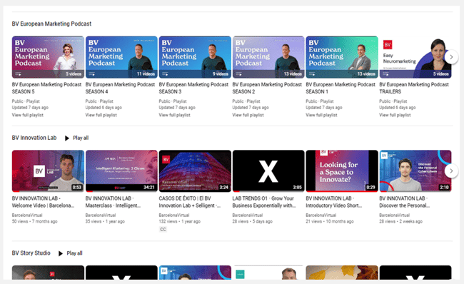 BV YouTube Channel - playlists